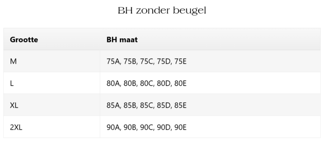 Ondersteunende BH zonder beugel