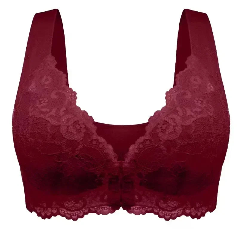 2023 New No Rims Front Buckle Large Sexy Lace Lingeries Women Bras Vest Comfortable Sleep Plus Size L 8XL Lady's Underwear