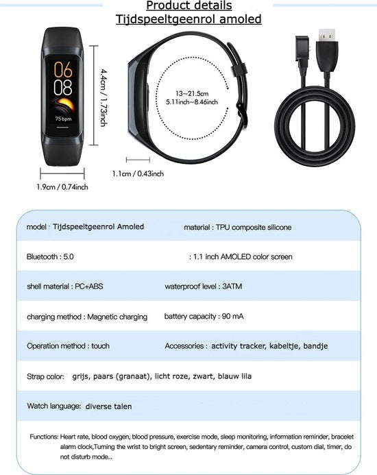 Lichte Amoled Smart Watch Heren 2023 Smart Band Vrouwen Hartslag Bloed Smartwarch Waterdicht Smart Armband Sport Fitness Tracker