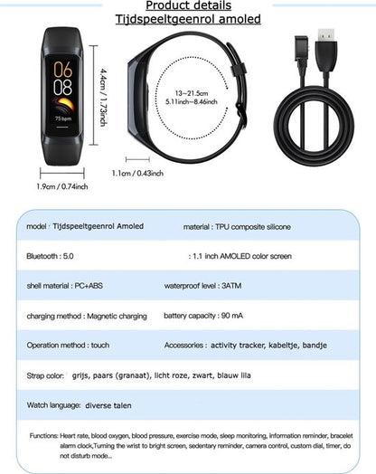 Lichte Amoled Smart Watch Heren 2023 Smart Band Vrouwen Hartslag Bloed Smartwarch Waterdicht Smart Armband Sport Fitness Tracker