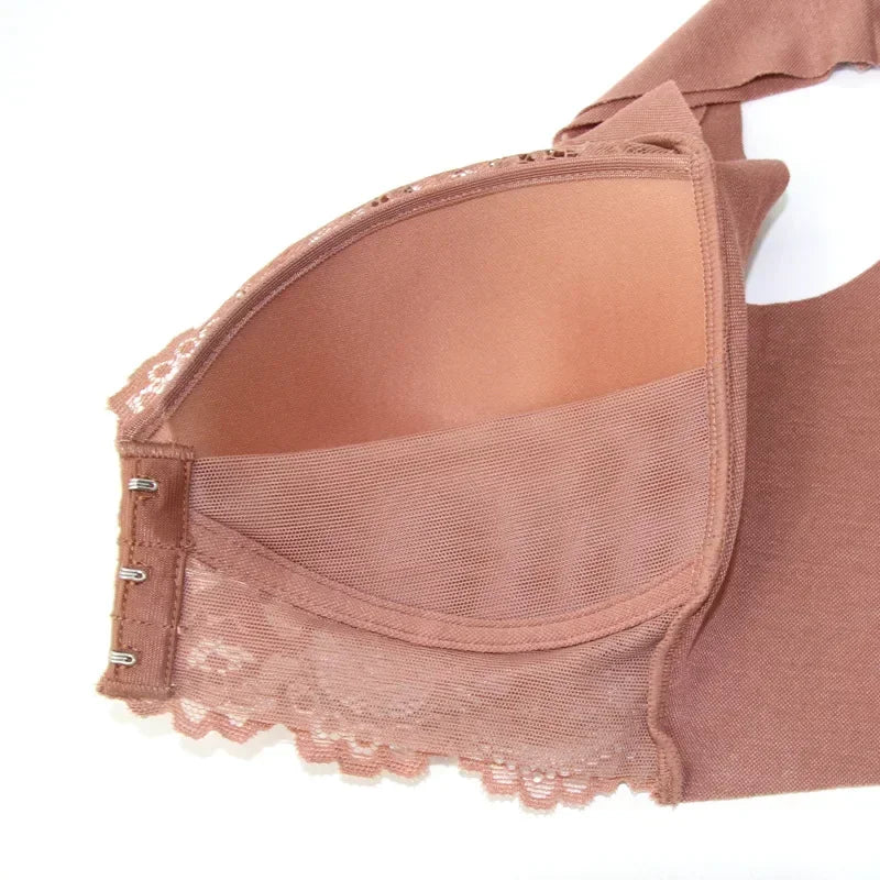 2023 New No Rims Front Buckle Large Sexy Lace Lingeries Women Bras Vest Comfortable  Sleep Plus Size L 8XL Lady's Underwear