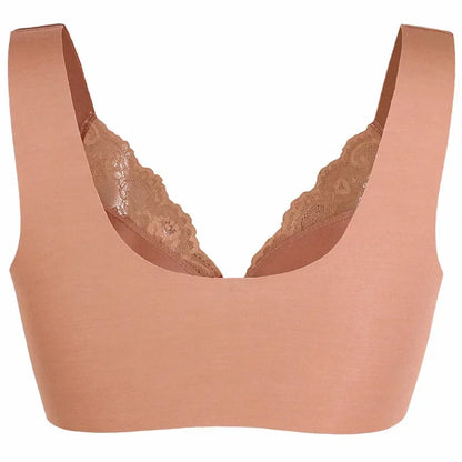 2023 New No Rims Front Buckle Large Sexy Lace Lingeries Women Bras Vest Comfortable  Sleep Plus Size L 8XL Lady's Underwear